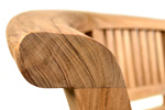 curved teak garden bench