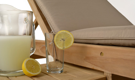 Example of a teak sunlounger